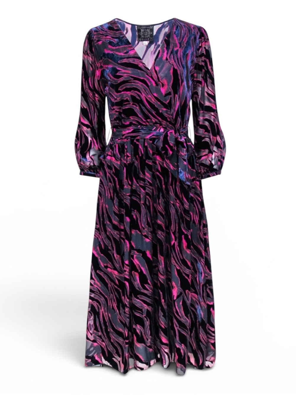 JOHNNY‎ WAS JADE Tavi Burnout Velvet Silk Midi Dress NWOT